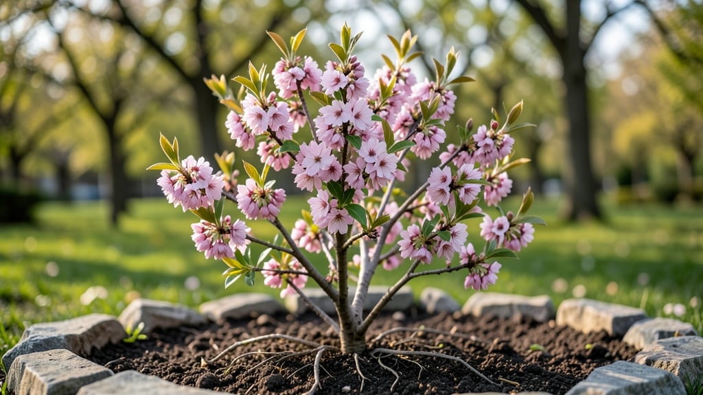 Pink Flowering Almond Bush: Fragrant Spring Canopy in Containers