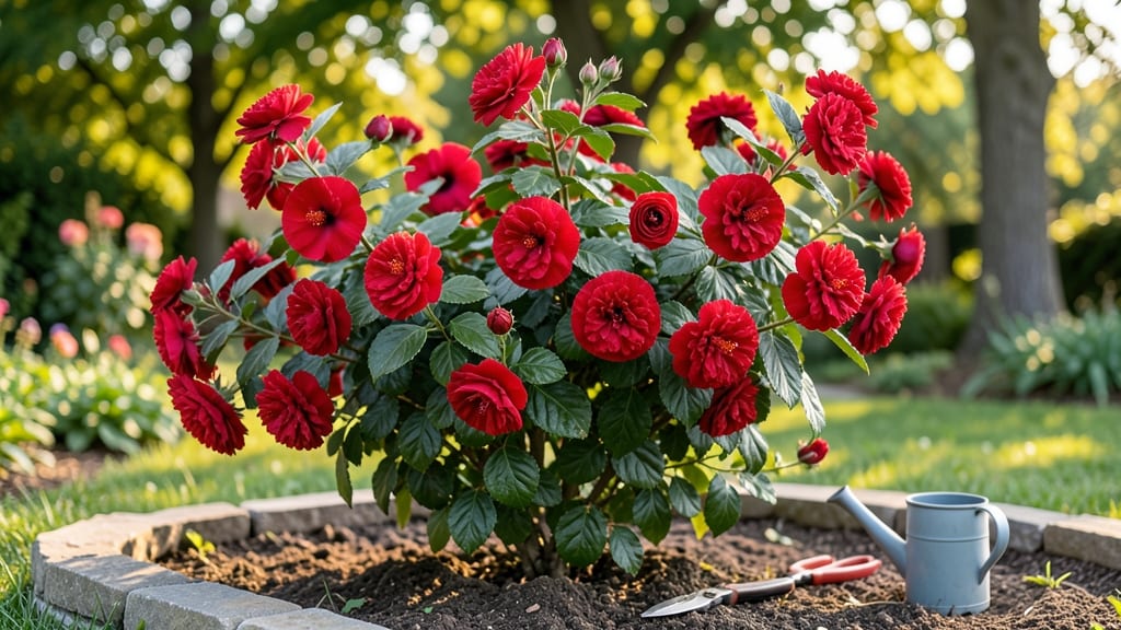 Double Flowering Red Althea Growing Guide: Cold-Hardy Pollinator Haven With Fragrant Blue Spikes