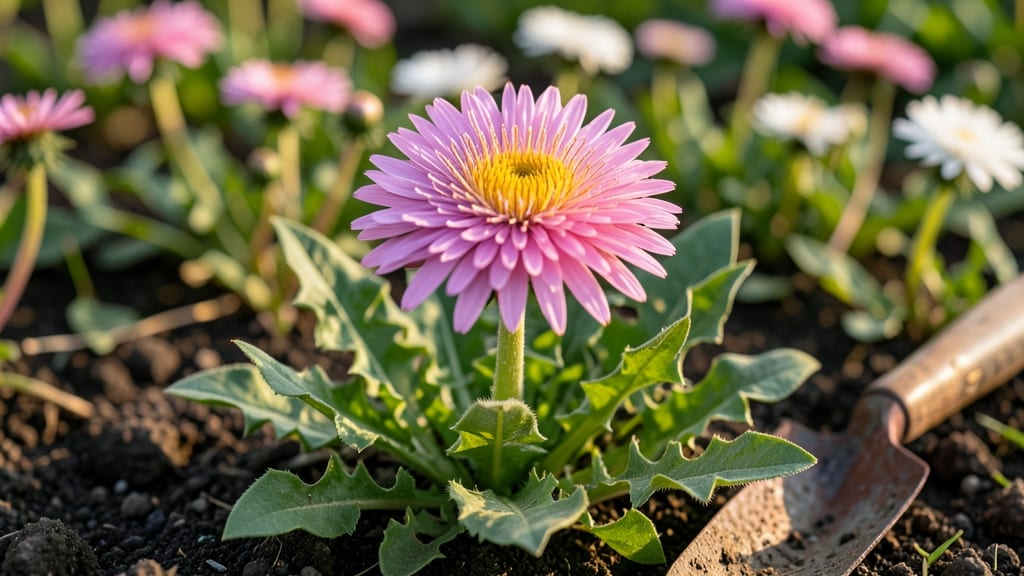 Pink Dandelion Flowers: Whimsical Meadow Charm for Pollinator Gardens