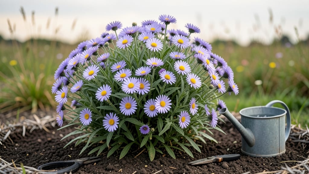 Purple Daisy-Like Flower: Bold Blue Canopy for Containers and Borders