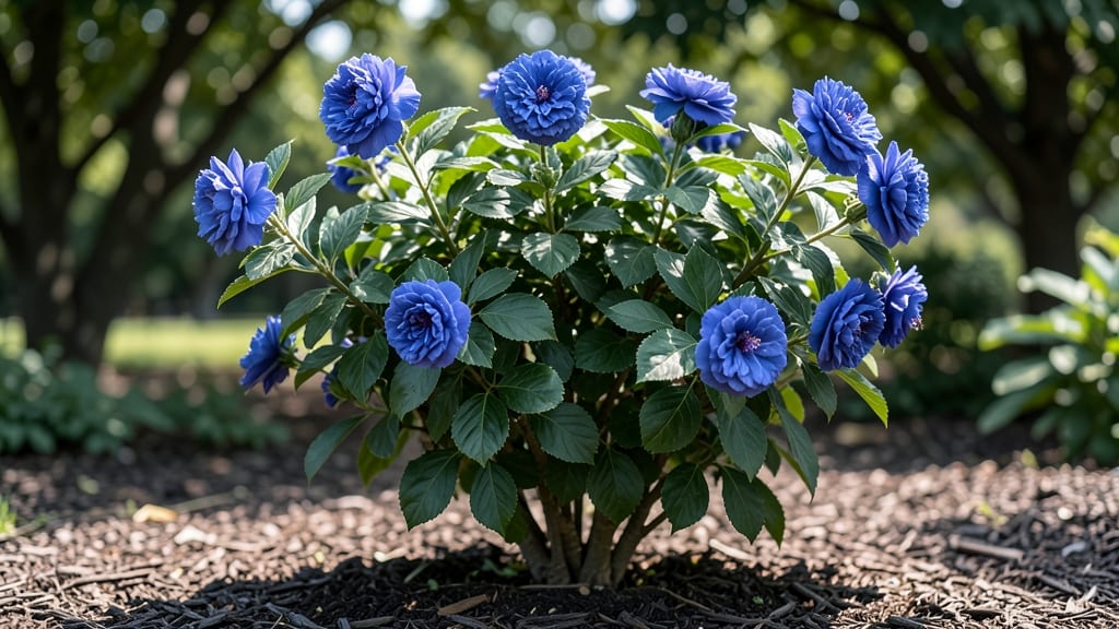 Double Flower Rose of Sharon: Year-Round Blue Canopy With Minimal Pruning