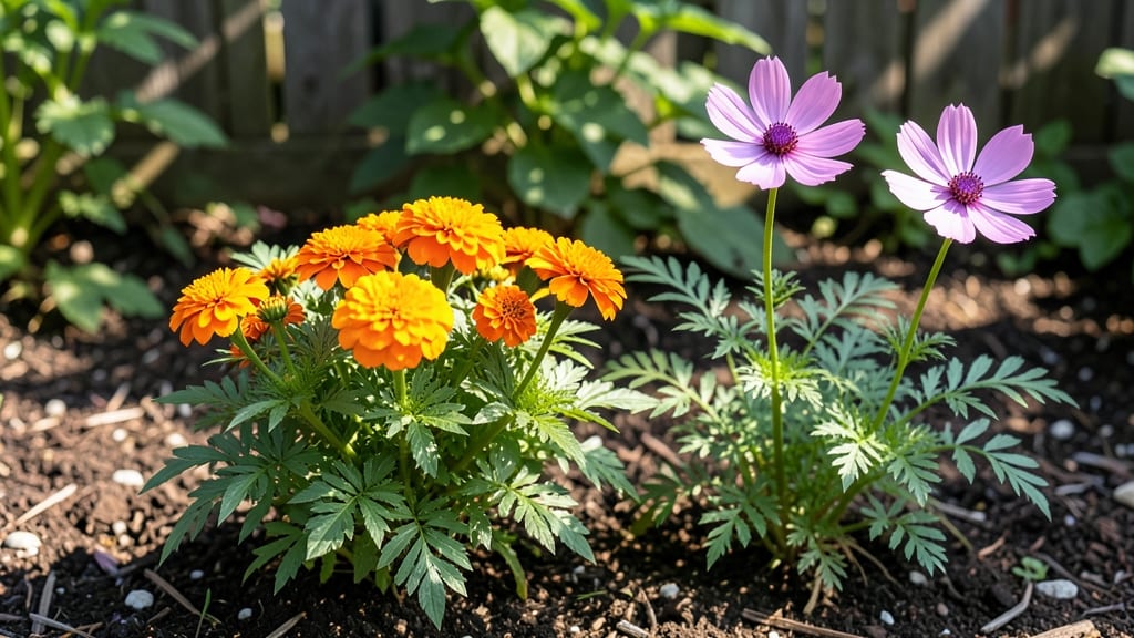 Marigold and Cosmos Flowers: Pollinator Haven With Bold Year-Round Color